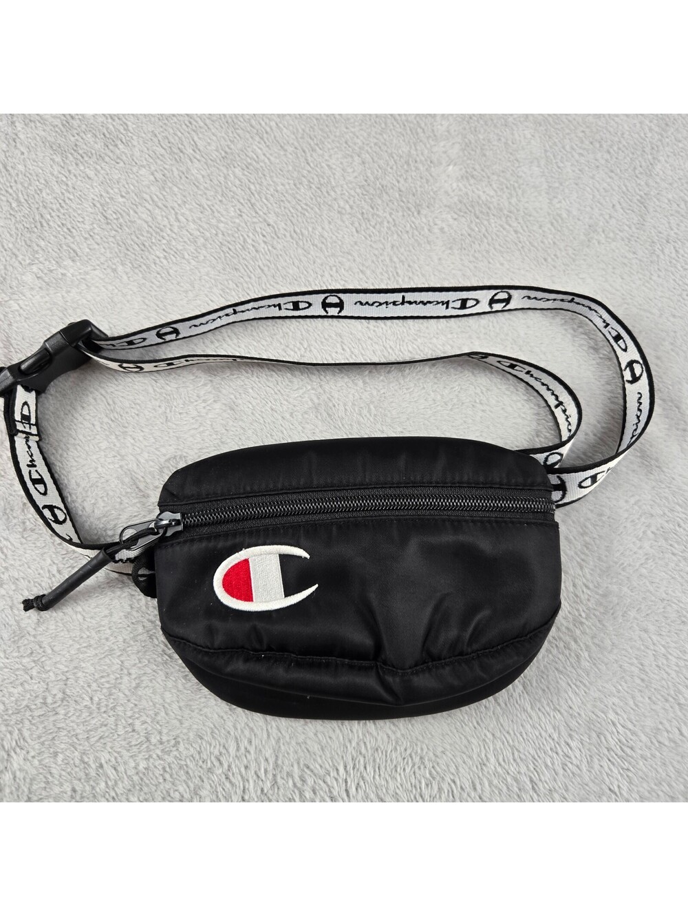 Champion Black Waist Bag Fanny Pack Embroidered C Logo Adjustable Strap